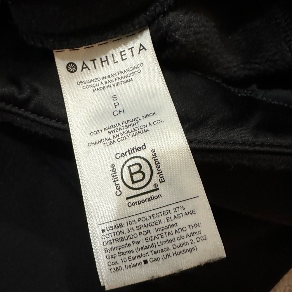 Athleta Cozy Karma Funnel Neck Sweatshirt Black S/466846 black size small - Picture 3 of 7